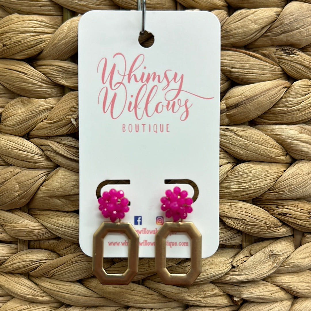 Pink and Gold Flower Earrings