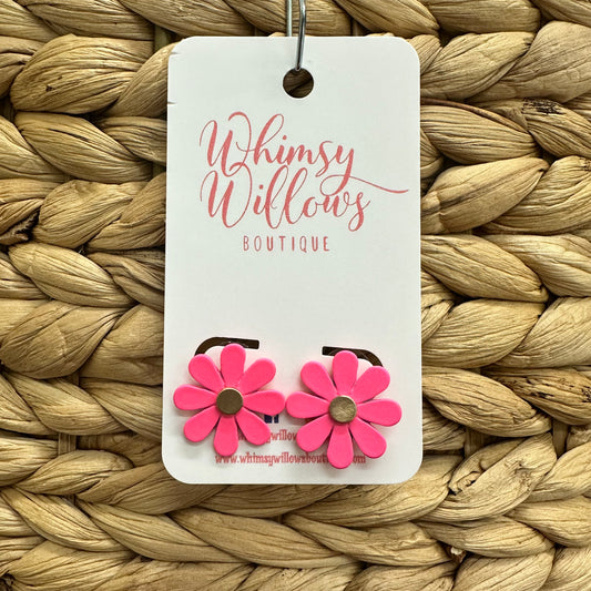 Hot Pink Daisy Studs