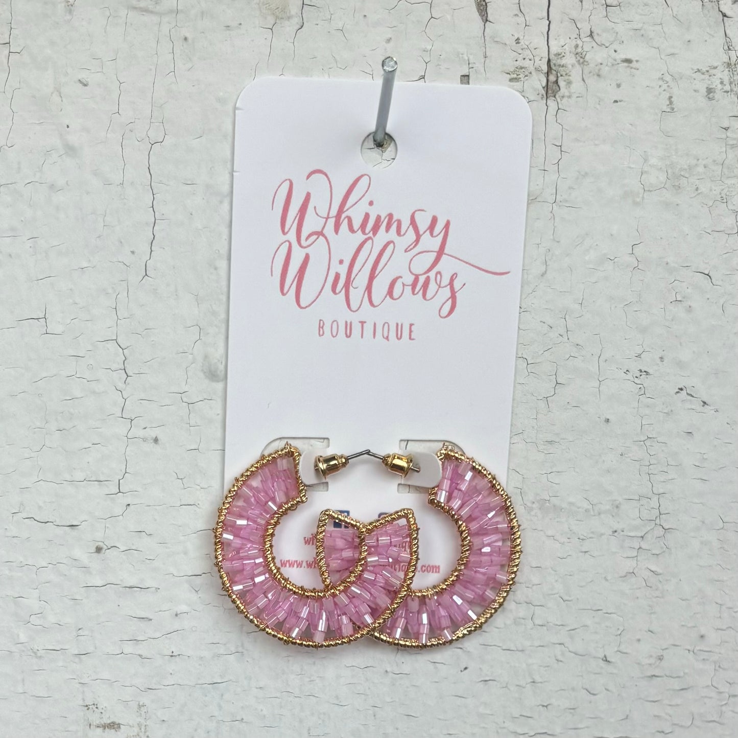 Pink and Gold Beaded Hoop