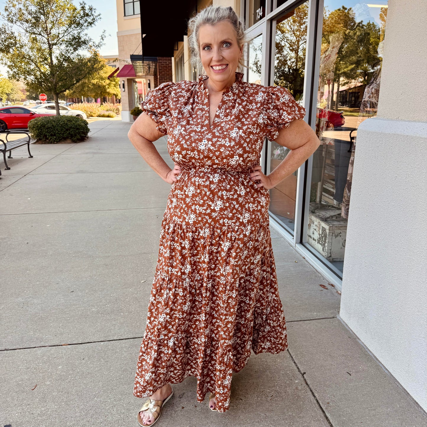 Brown Floral Maxi Dress