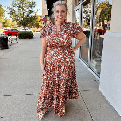 Brown Floral Maxi Dress